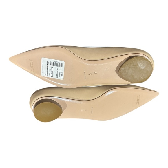 NEW VTG Saks Fifth Avenue Pointed Toe Flats Sz 7 Beige White Bow Leather Slip-On - Picture 4 of 7